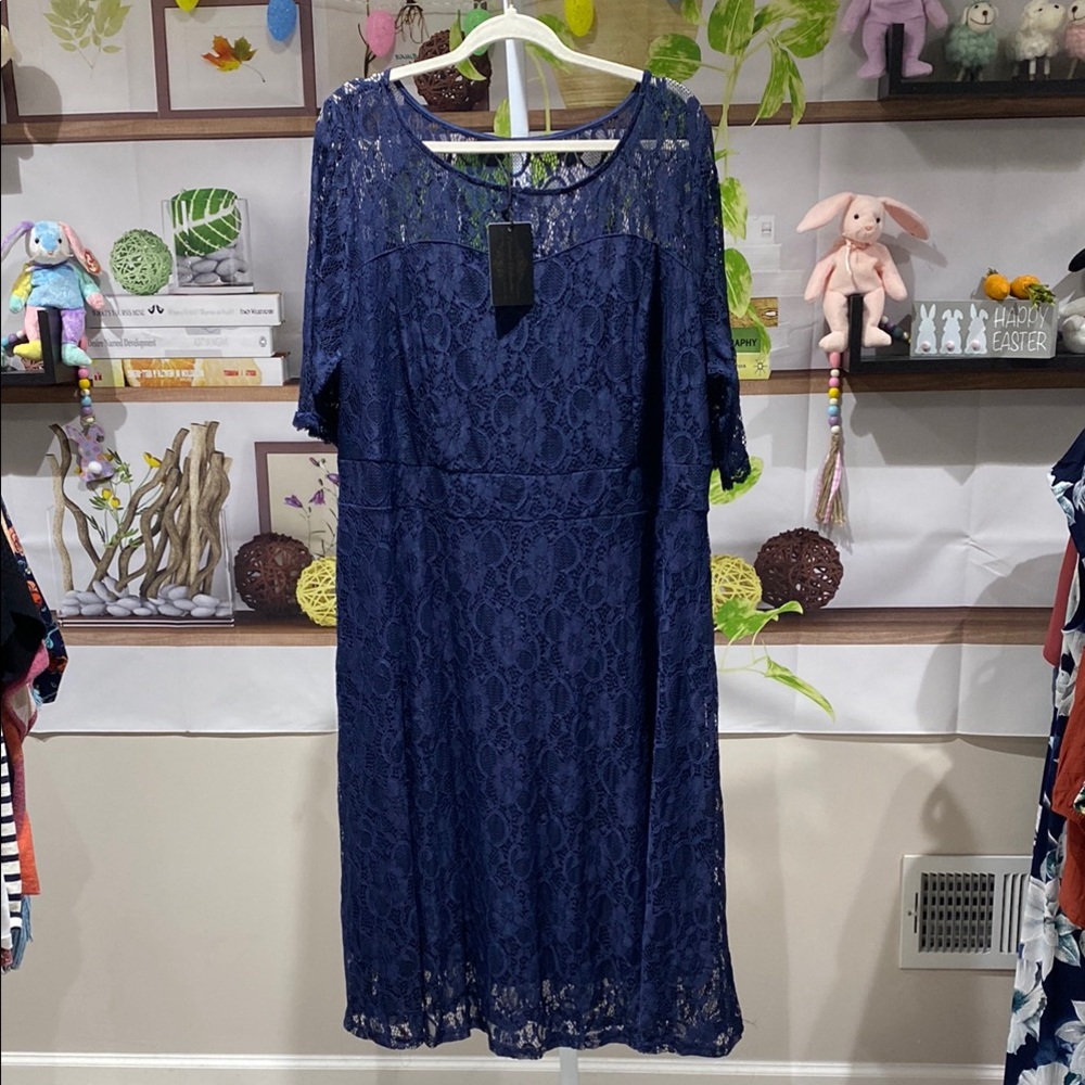 Elegant Blue Lace Dress